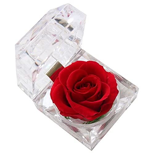 OLACD Realistische dekorative künstliche Rose in Acryl-Box – künstliche einzelne Rose für romantisches Ambiente von OLACD