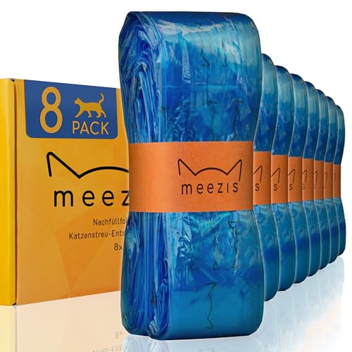 meezis Nachfüllfolie 8-Pack - kompatibel mit Nachfüllkassetten für Katzenstreu-Entsorgungseimer; geruchsdichte und strapazierfähige Nachfüllfolien für Katzen-Mülleimer (8 Stück) von OLALAO