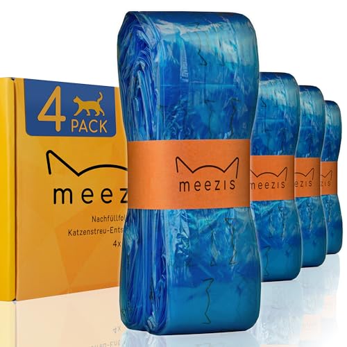 meezis Nachfüllfolie 4-Pack - kompatibel mit Nachfüllkassetten für Katzenstreu-Entsorgungseimer; geruchsdichte und strapazierfähige Nachfüllfolien für Katzen-Mülleimer (4 Stück) von OLALAO