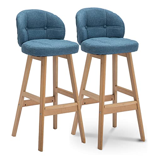 OLAMASA Barhocker-Set mit 2 Holz-Küchenthekenstühlen in Kneipenhöhe, hohe Küchenhocker, Frühstückshocker, Arbeitsstuhl, Barstühle von OLAMASA