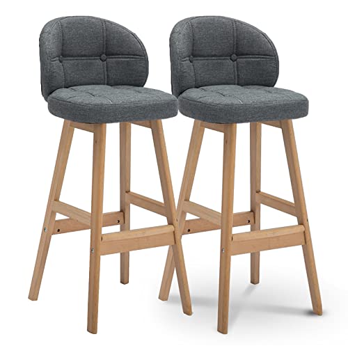 OLAMASA Barhocker-Set mit 2 Holz-Küchenthekenstühlen in Kneipenhöhe, hohe Küchenhocker, Frühstückshocker, Arbeitsstuhl, Barstühle von OLAMASA