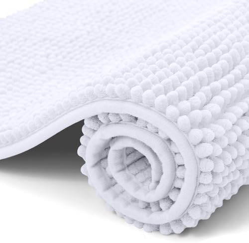 OLANLY Chenille Badematte rutschfest Badezimmerteppich Weich Badteppich Saugfähige Badvorleger Waschbar Duschvorleger für Badezimmer, 40 x 60 cm, Weiß OLANLY Chenille Badematte rutschfest Badezimmerteppich Weich Badteppich Saugfähige Badvorleger Waschbar Duschvorleger für Badezimmer, 40 x 60 cm, Weiß von OLANLY