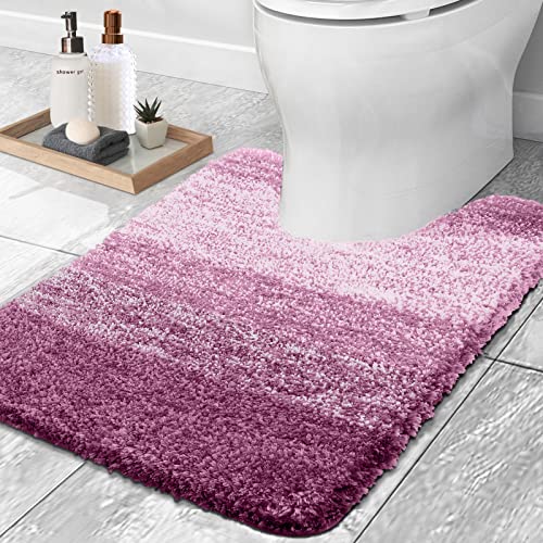 OLANLY Luxuriöse WC-Teppiche U-förmig, extra weiche und saugfähige Mikrofaser-Badezimmerteppiche, rutschfest, Plüsch, Shaggy, WC-Badematte, maschinenwaschbar, trocknergeeignet, 20x24, lila von OLANLY