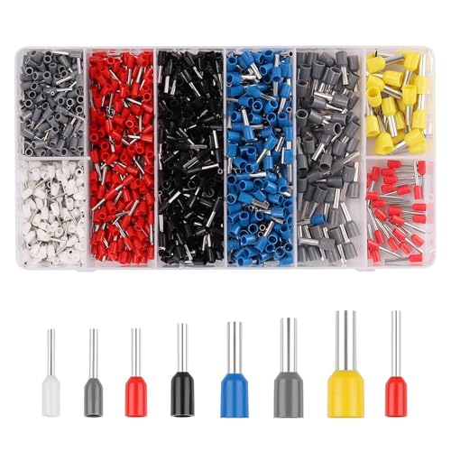 1300 Stück Aderendhülsen Set, Aderendhülsen 0,5 mm² - 10 mm² Aderendhülse Set für Drahtverbindung Isolierte Aderendhülsen Sortiment mit Portable Box von OLASK