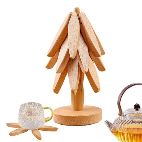 OLCANA Topfuntersetzer mit Baumdesign - Holz-Tischsets Isolierset - Untersetzer aus Holz Verbrühschutz Matte aus Holz für Teekanne, heiße Töpfe, Arbeitsplatten von OLCANA