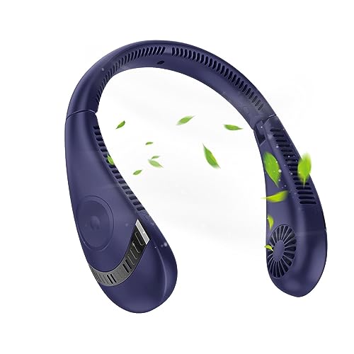 OLCANA Tragbarer Fächerhals | Faltbarer Halsventilator mit 3 Geschwindigkeiten 360° Luftstrom | Wiederaufladbarer Halsventilator für Damen und Herren, tragbarer Halsventilator von OLCANA