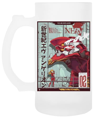 OLDRYTEE Asuka Langley Sohryu Evangelion Transparenter Becher Mit Biergriff Aus Glas von OLDRYTEE