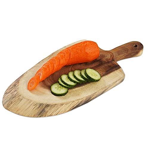 Oleio hochwertiges Schneidebrett Akazienholz 36cm Länge I naturbelassene Baumscheibe als Servierbrett,Schneidebrett, rustikales Vesperbrett oder Brotzeitbrett gefertigt aus Akazien Stammholz von OLEIO