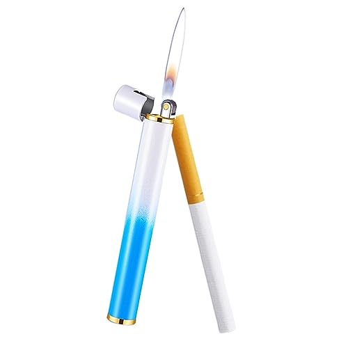 Mini-Feuerzeug, tragbar, kann in EIN Zigarettenetui gesteckt Werden. Zigarettenanzünder, Butan-Feuerzeug for Zigarren (Color : Blue and White Gradient) von OLELY