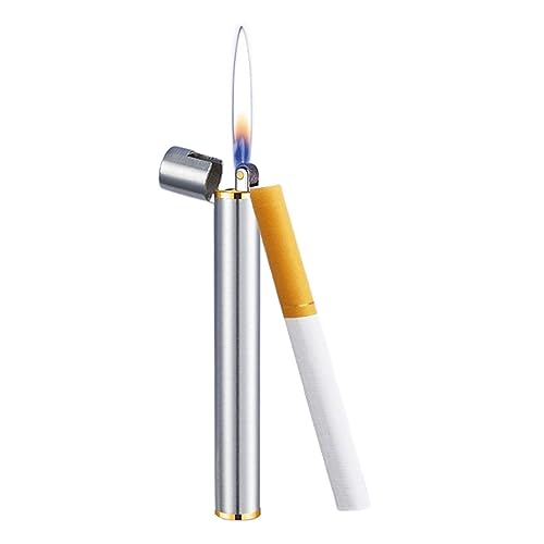 Mini-Feuerzeug, tragbar, kann in EIN Zigarettenetui gesteckt Werden. Zigarettenanzünder, Butan-Feuerzeug for Zigarren (Color : Brushed Silver) von OLELY