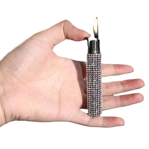 Mini-Feuerzeug aus dünnem Butan, Winddicht, weiche Flamme, Zigarettenfeuerzeug, niedliche Bling-Glitzer-Strass-Feuerzeuge for Frauen, Damen, Ehefrau, Geschenke (Color : Color) von OLELY