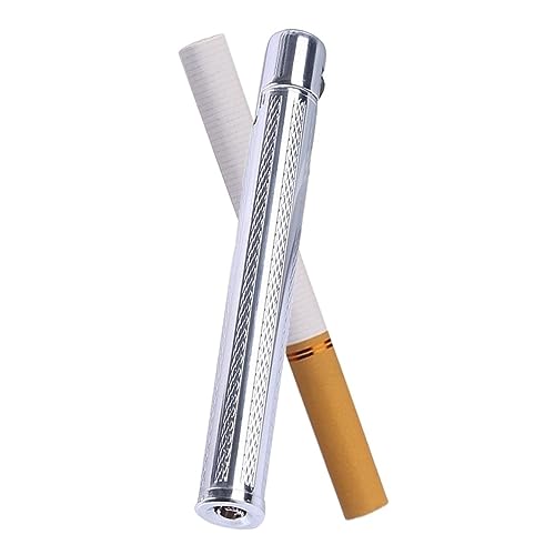 Mini-Zigarettenanzünder, tragbar, kann in EIN Zigarettenetui gesteckt Werden, Butan nachfüllbarer Feueranzünder mit Ersatz-Feuersteinen, Geschenke for Männer, Frauen, Damen (Color : Silver) von OLELY