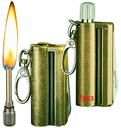 OLELY 2 Stück Dauerzündhölzer – Wiederverwendbarer Feuerstein-Feuerstarter for Camping & Survival | Notfall-Feuerstarter mit Ferrostab und Zünder(B) von OLELY