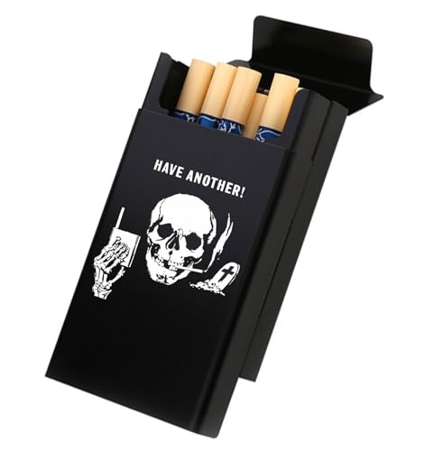 OLELY Totenkopf-Punk-Zigarettenetui (20 Fassungsvermögen), Vintage-Aufbewahrungsbox aus Metall als Geschenk for Western-Cowboy-Männer und Frauen (Color : Thin) von OLELY