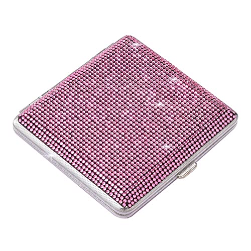 Zigarettenetui for Damen, Metallbox, Bling-Kunstkristall, doppelseitige Zigarettenschachtel, Geschenk(Color:Pink) von OLELY