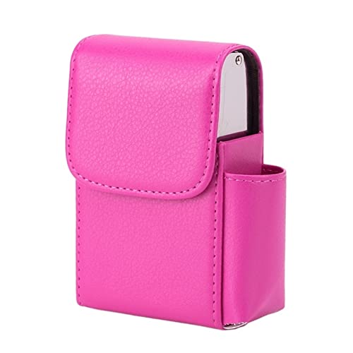 Zigarettenschachtel-Etui aus PU-Leder mit Feuerzeughalter-Tasche, das beste Geschenk for Männer und Frauen(Color:Pink) von OLELY