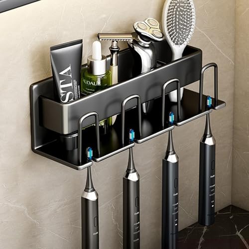 Badezimmer Zahnbürstenhalter Wandmontage Langlebig Elektrische Zahnbürstenhalter Ohne Bohren Mit Drainage-Schwarz ||4 Personen Badezimmer Zahnbürstenhalter Wandmontage Langlebig Elektrische Zahnbürstenhalter Ohne Bohren Mit Drainage-Schwarz ||4 Personen von OLEOJH