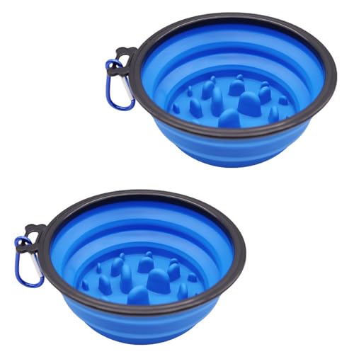 Faltbarer Wassernapf für Hunde, tragbarer Futternapf für Spaziergänge und Camping, Reise-Wasserflasche für Hunde, Blau, 350 ml von OLEOJH