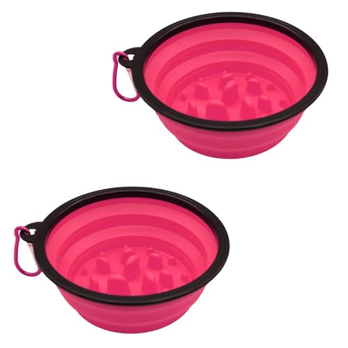 Faltbarer Wassernapf für Hunde, tragbarer Futternapf für Spaziergänge und Camping, Reise-Wasserflasche für Hunde, Rosenrot, 1000 ml von OLEOJH