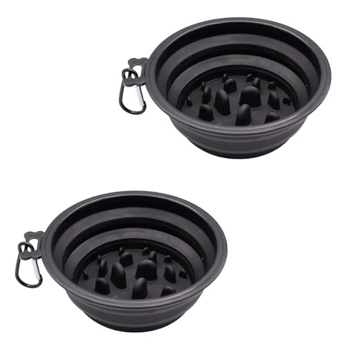 Faltbarer Wassernapf für Hunde, tragbarer Futternapf für Spaziergänge und Camping, Reise-Wasserflasche für Hunde, Schwarz, 1000 ml von OLEOJH