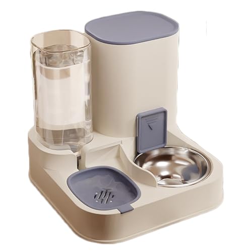 Katzenfutter- und Wassernapf Set, Automatisches Füttern Integriertes Set, Abnehmbarer Hundenapf mit Wasserspender, Geeignet für Katzen und Hunde-Blau|Edelstahlnapf von OLEOJH