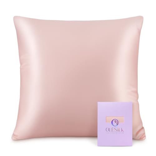 OLESILK Seide Kissenbezug Kissenhülle Haar- und Hautpflege mit Reißverschluss 16 Momme 1 Stück Pfirsich Rosa 65x65cm von OLESILK