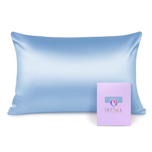 OLESILK Seide Kissenbezug Kissenhülle Haar- und Hautpflege mit Reißverschluss 16 Momme 1 Stück Hellblau 40x60cm OLESILK Seide Kissenbezug Kissenhülle Haar- und Hautpflege mit Reißverschluss 16 Momme 1 Stück Hellblau 40x60cm von OLESILK