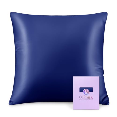 OLESILK Seide Kissenbezug Kissenhülle Haar- und Hautpflege mit Reißverschluss 16 Momme 1 Stück Marineblau 40x40cm von OLESILK