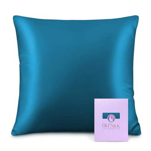 OLESILK Seide Kissenbezug Kissenhülle Haar- und Hautpflege mit Reißverschluss 16 Momme 1 Stück Pfaublau 80x80cm OLESILK Seide Kissenbezug Kissenhülle Haar- und Hautpflege mit Reißverschluss 16 Momme 1 Stück Pfaublau 80x80cm von OLESILK