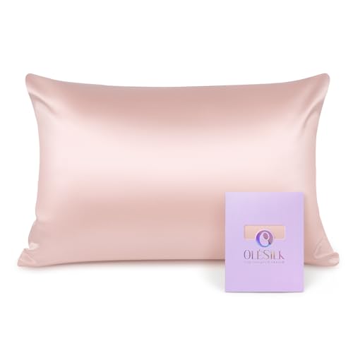 OLESILK Seide Kissenbezug Kissenhülle Haar- und Hautpflege mit Reißverschluss 16 Momme 1 Stück Pfirsich Rosa 40x60cm von OLESILK