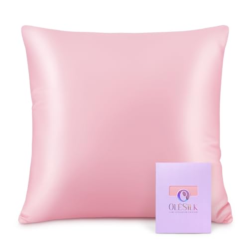 OLESILK Seide Kissenbezug Kissenhülle Haar- und Hautpflege mit Reißverschluss 16 Momme 1 Stück Rosa 40x40cm von OLESILK