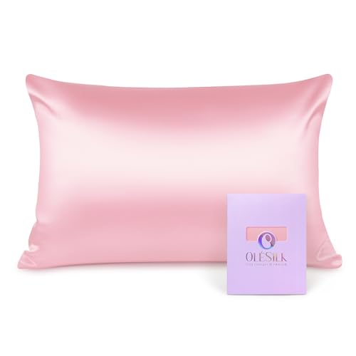 OLESILK Seide Kissenbezug Kissenhülle Haar- und Hautpflege mit Reißverschluss 16 Momme 1 Stück Rosa 40x60cm von OLESILK