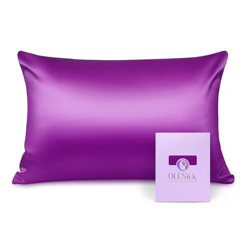 OLESILK Seide Kissenbezug Kissenhülle Haar- und Hautpflege mit Reißverschluss 16 Momme 1 Stück Violett 40x80cm von OLESILK