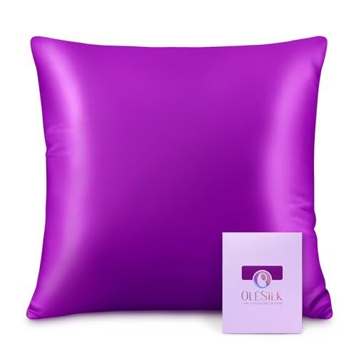 OLESILK Seide Kissenbezug Kissenhülle Haar- und Hautpflege mit Reißverschluss 16 Momme 1 Stück Violett 65x65cm von OLESILK