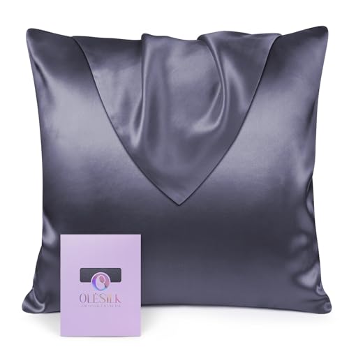 OLESILK 100% Seide Kissenbezug Kissenhülle Haar- und Hautpflege mit Verstcktem Reißverschluss 19 Momme 1 Stück Holzkohle 80x80cm OLESILK 100% Seide Kissenbezug Kissenhülle Haar- und Hautpflege mit Verstcktem Reißverschluss 19 Momme 1 Stück Holzkohle 80x80cm von OLESILK