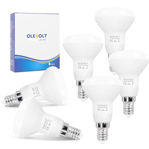 OLEVOLT E14 LED Lampe Dimmbar, 5W 550 Lumen LED Glühbirne E14 entspricht 40W, E14 Led Strahler 3000 Kelvin Warmweiß, Reflektorlampe R50 120° Abstrahlwinkel Energiesparlampe, 6 Stück von OLEVOLT