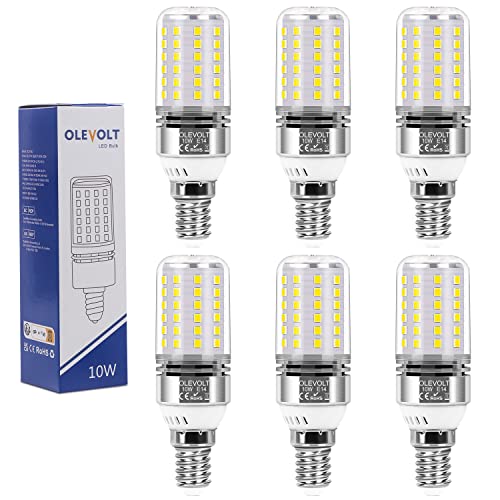 OLEVOLT E14 LED Mais Birne Tageslichtweiß 10W 5000K E14 LED Glühbirne Maiskolben 1200LM Ersatz für 80W Glühlampe e14 LED Birne Nicht Dimmbar Maiskolben Birnen E14 Kerze Leuchtmittel 6er-Pack von OLEVOLT