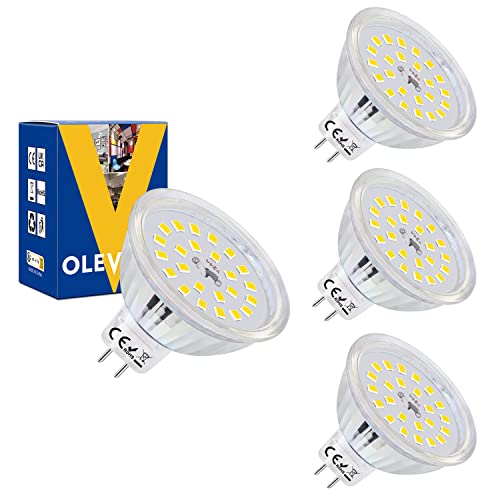 OLEVOLT MR16 LED Birne GU5.3 5W Neutralweiß 4000K GU5.3 LED Leuchtmittel 500LM Ersatz für 50W Halogelampe LED Leuchtmittel Spot Nicht Dimmbar Kein Flackern 120°Abstrahlwinkel 12V AC/DC 4er Set von OLEVOLT