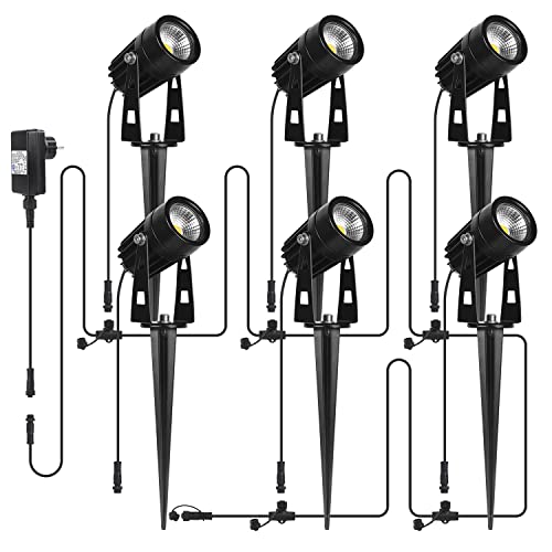 OLEVOLT 6er Set Gartenstrahler, Warmweiß, Wasserdicht, IP65, 1920 Lumen, 42W, 24V, Bodenmontiert, Garten, Gärten, Rasen von OLEVOLT