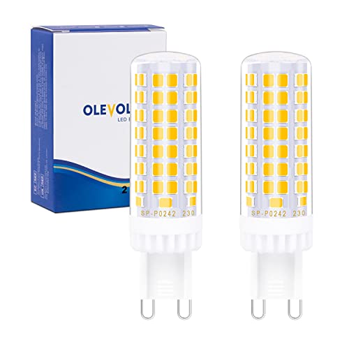 OLEVOLT LED Leuchtmittel G9 Dimmbar Warmweiß 3000K LED Lampen 7W Ersatz 70W Halogenlampe G9 LED Glühlampen 770 LM, Kein Flackern Enegiesparende Sockel G9 Glühbirne, 2er Pack von OLEVOLT