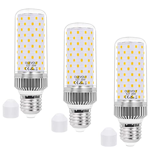 OLEVOLT E27 LED Lampe Warmweiß 20W Mais Birne LED E27 3000K Ersatz für 200W Glühlampe Energiesparlampe 2200LM LED Leuchtmittel Nicht Dimmbar Kleine Edison-Schraube Kerze Leuchtmittel 3er-Pack von OLEVOLT