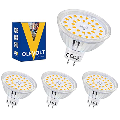 OLEVOLT MR16 GU5.3 LED Lampen MR16 LED Warmweiss 2700K 6W Entspricht 60W Halogenlampen 600LM Nicht Dimmbar LED Strahler 12V AC/DC LED Spot 120°Abstrahwinkel Reflektorlampe 4er-Pack von OLEVOLT