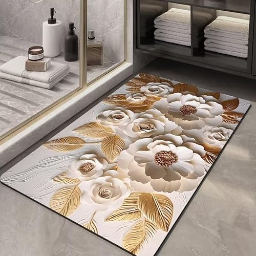 2 Stück Badematten, Teppich mit 3D-Effekt, Moderne Magic Mat für das Badezimmer, rutschfeste, schnell trocknende, saugfähige Badematte aus Gummi, Duschvorleger für vor die Badewanne von OLHAUYUAN