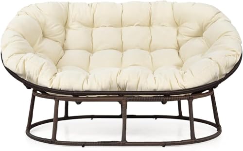 Lucky Monet Wasserdichtes Doppel-Papasan-Stuhlkissen (ohne Stuhl), Outdoor-Kissen für Hängesessel/Eiersessel/Schaukelstühle/Hängematten mit Bändern für den Außenbereich, Terrasse und Garten von OLHAUYUAN