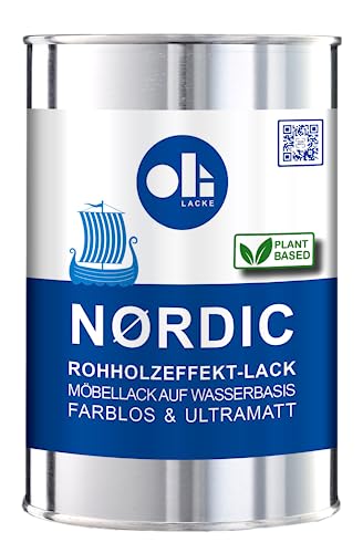 OLI-AQUA NORDIC - 1 Liter - Rohholzeffektlack, 1K + 2K Klarlack ultra matt, Wasserlack auf Bio-Acrylatbasis für helles Holz innen (Möbel-& Treppen), farblos von OLI-LACKE SCHÜTZEN UND VEREDELN