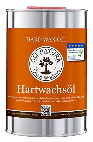 OLI-NATURA Hartwachsöl, geprüft Allergikerfreundlich, lebensmittelecht-zertifiziert, 1L, farblos - natur von OLI NATURA Öle & Wachse