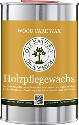 OLI-NATURA Holz-Pflegewachs (Zur Auffrischung und Pflege aller hartwachsöl-behandelten Holzoberflächen), 1 Liter, Farblos/natur von OLI NATURA Öle & Wachse