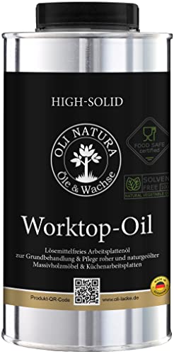 OLI-NATURA Worktop-Oil - Profi-Arbeitsplattenöl 500 ml, lebensmittelecht-zertifiziert (LFGB), lösemittelfrei, für Wohn-& Gastrobereich in Küche & Bad von OLI NATURA Öle & Wachse
