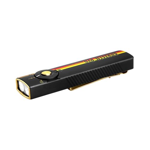 OLIGHT Arkfeld Pro 1300 LM wiederaufladbare EDC Taschenlampe mit UV LED, grünem Strahl und weißem Licht,flache Bauweise mit Zwei-Wege-Taschenclip für den Außenbereich (Rennstreifen) von OLIGHT