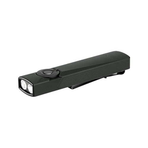 OLIGHT Arkfeld Ultra Wiederaufladbare EDC Taschenlampe 1400 Lumen Pocket Flashlight mit weiße LED, UV und grünen Licht (Olivegrey) von OLIGHT